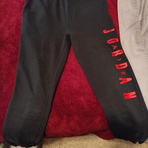 Jordan Kids Black Joggers with Red Lettering